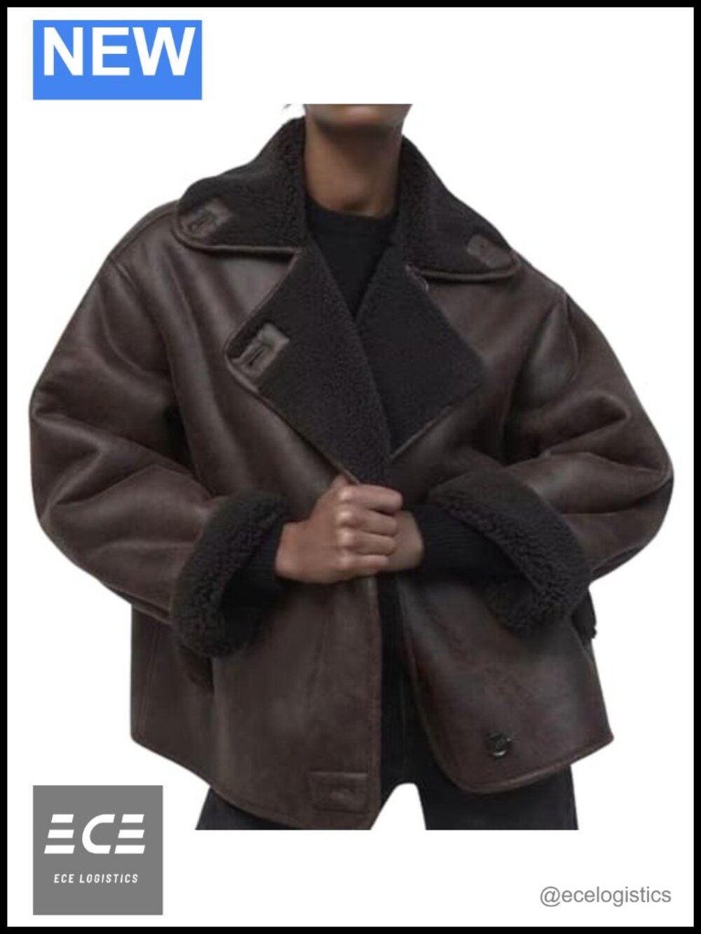 Women's Oversized Faux Suede Sherpa Lined Moto Jacket Winter Coat